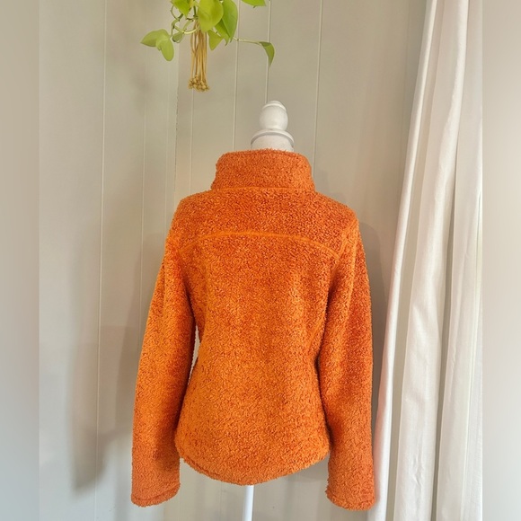 L.L. Bean Orange Polartec Curly Fleece Sherpa Zip Up Jacket - Picture 5 of 8